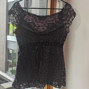 Anthropologie Purple and Navy lace top